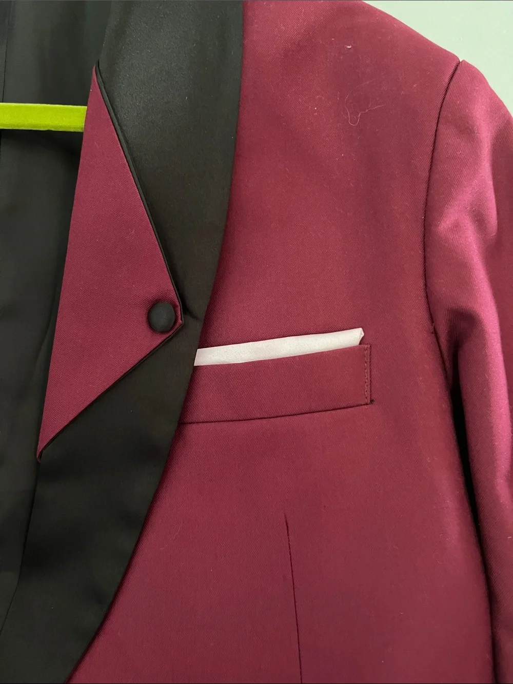 Men's Wine Shawl Collar Dinner Jacket with Black Satin Lapel